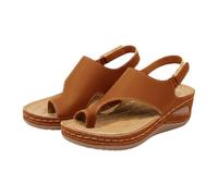 Sandalia Ortopédica Mujer Verano Hallux Valgus, Sandalia Mujer Cómodo Cuentos, Zapatos Ligero Suela Confort Antideslizante Punta Abierta Transpirable, Tobillo, Para Playa Caminar Vacaciones, marrón
