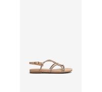 Sandalia plana de ante Beige 37