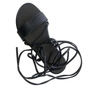 Sandalia Plana Mujer Zapatos Mujer Verano Comodos Cuero Correa Fina Combinación Tobillo Correa Sandalias Planas Sandalias Confort Para Playa (Black,42)