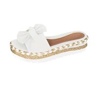 Sandalia Plataforma Mujer Playa - Sandalias Mujer Cómodo Para Caminar Claquette Abierta Zapatos Transpirable Desnudos Con Lazo Claquetas Elegante Y Chic Zapato De Caminar Casual Desnudo Pies, blanco