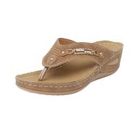 Sandalia Tacón Mujer Sandalias Mujeres Verano Cómodo Mulas De Cuero Para Mujer Moda Punta Abierta Cuñas Plataforma Zapatillas Premium Ortopédicas Zapatillas Sandalias Piscina, marrón, 39 EU