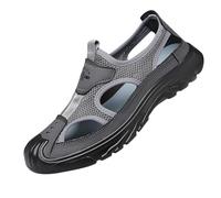 Sandalia transpirable para hombre, verano, casual, zapatos de senderismo, deportes al aire libre, pescadores, piel, playa, senderismo, sandalias, sandalias de trekking, zapatos para exteriores, gris