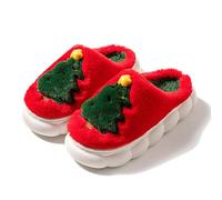 Sandalias 40 41 con puntera cerrada y fondo plano, moda para mujer, diseño de ciervos de Navidad, rojo, 41 EU