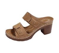 Sandalias abiertas para mujer con tacón bajo - Chanclas cómodas mujer descansantes de verano zapatillas transpirables antideslizantes zapatos para caminar vacaciones viaje zapatillas de trabajo