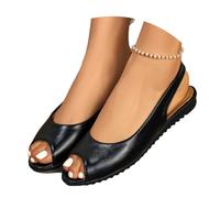 Sandalias abiertas y planas con correa ajustable para el talón para una cómoda caminata de verano, Negro , 38 EU