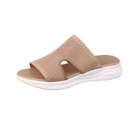 Sandalias Agua Mujer Comodas Playa Verano Pantuflas De Verano Para Mujer, Informales, CóModas, Con Tejido De Mosca, Con Una Palabra Hueca, Pez Y Zapatillas Playa Plataforma Suaves (Khaki, 42)