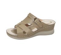 Sandalias Agua Mujer Plataforma Playa Suaves Sandalias De Mujer De Verano Con TacóN CuñA Y Exteriores, OrtopéDicas, Playa, Gruesa, CóModas, Ligeras Chanclas Suaves (Khaki, 43)