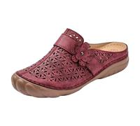 Sandalias Ancho Especial Mujer Chanclas de Dedo Women'S Casual Plus Size Sandals Heel Hollow Round Slippers Shoes Sandalias Rosa Palo Ortopedicas Corregir Juanetes (Red 35)