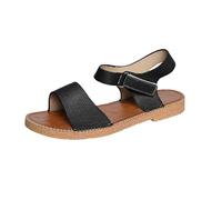 Sandalias Ancho Especial Mujer Sandalias Planas Sandalia Plana de Tiras de Sintética Para Mujer Con Correa Ajustable En El Tobillo Y Plantilla Acolchada Sandalia Plana Zapatos (Black,43)