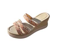 Sandalias Arch Fit Mujer Chanclas de Dedo Pantuflas de Verano para Mujer con Puntera Expuesta Gruesa Y Tacón Bajo con Empalme Tejido Una Palabra Sandalias Plateadas Chanclas (Pink 40)