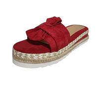Sandalias Arch Fit Mujer Sandalia Cuña Comoda En Las Sandalias de La Playa Flat Breathable Bow Women'S Weave Shoes Open Shoes Summer Women'S Mujer 42 Ortopedicas Corregir (Red 41)