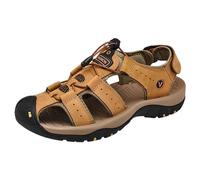 Sandalias atléticas para hombre, con puntera cerrada, de encaje elástico, transpirables, informales, para caminar, ligeras para paseos al aire libre, Gold, 39 1/3 EU