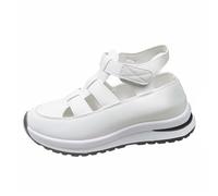 Sandalias blancas para mujer con diamantes de imitación, elegantes tiras con plataforma hueca para plantilla y altura mejorada, sandalias casuales de verano, White, 40 EU