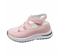Sandalias blancas para mujer con diamantes de imitación, elegantes tiras con plataforma hueca para plantilla y altura mejorada, sandalias casuales de verano, Pink, 40 EU