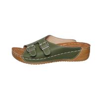 Sandalias blancas para mujer con diamantes de imitación, sandalias planas de verano, plataforma de llegada, suela suave, a la moda, playa, con estilo, sandalias para viajes y verano, Verde militar