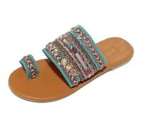 Sandalias Bohemias para Mujer, Chanclas De Estilo Griego, Sandalias Étnicas Tipo Slide, para Novias Y Madres.(39 EU)