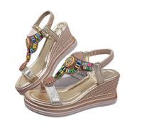 Sandalias bohemias para mujer del Reino Unido, sandalias romanas de plataforma ortopédica con soporte de arco, sandalias elásticas con tiras en T, sandalias huecas, transpirables, cómodas, zapatos de