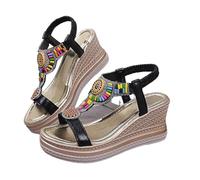 Sandalias bohemias para mujer del Reino Unido, sandalias romanas de plataforma ortopédica con soporte de arco, sandalias elásticas con tiras en T, sandalias huecas, transpirables, cómodas, zapatos de