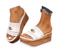 Sandalias bohemias tipo chancla con gruesa, estilo alpargatas de verano para la playa, con tira para el dedo del pie. Con tira entre los dedos