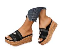 Sandalias bohemias tipo chancla con gruesa, estilo alpargatas de verano para la playa, con tira para el dedo del pie. Con tira entre los dedos