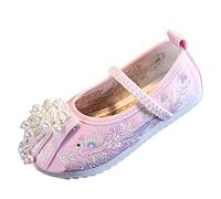 Sandalias bordadas para niñas, zapatos de vestir hechos a mano, zapatos de boda, estilo antiguo, estilo chino, deslizamiento, cómodos, zapatos individuales transpirables, sandalias ligeras para niños