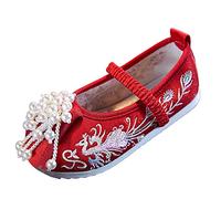 Sandalias Bordadas Para Niñas - Zapatos de Vestir Hechos a Mano Zapatos de Boda Estilo Antiguo Mocasines Estilo Chino Slip On Cómodos Zapatos Individuales Transpirables Zapatos Niñas Sandalias Niños