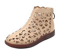 Sandalias Botines Mujer Botas Cortas Hollow Out Verano Planas Transpirables Botas Elegantes Botines Cremallera Botines Ligeros Casual Botas Trekking Zapatos Exterior, caqui, 37 EU