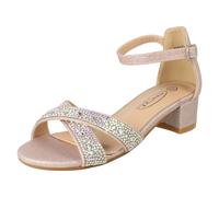 Sandalias Brillantes Con Tacón Bajo Para Niñas - H1R122