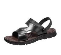 Sandalias casuales de dos vías para hombre, con correa texturizada, para verano, sin cordones, correa ajustable en el talón, puntera abierta, calzado de vacaciones, Black, 40 2/3 EU