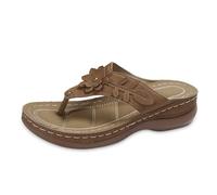 Sandalias casuales de verano para mujer, color sólido, con talón, parte inferior gruesa, playa, gran tamaño, con clip, sandalias de dedo del pie, marrón, 36 EU