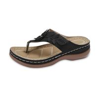 Sandalias casuales de verano para mujer, color sólido, con talón, parte inferior gruesa, playa, gran tamaño, con clip, sandalias de dedo del pie, Negro , 36 EU