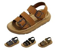 Sandalias casuales de verano para niños y niñas, antideslizantes, con puntera abierta, acolchadas, cómodas, suaves, con hebilla ajustable, sandalias de montaña, senderismo, viajes, A, marrón., 3.5 UK