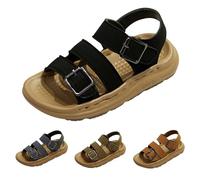 Sandalias casuales de verano para niños y niñas, antideslizantes, con puntera abierta, acolchadas, cómodas, suaves, con hebilla ajustable, sandalias de montaña, senderismo, viajes, Black, 11.5 UK