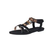 Sandalias casuales Mujer Cuña Zapatos,Sandalias de Mujer Punta Redonda Plana,Correa T,Parte Inferior Transpirable Elástico Boca de Pescado Sandalias Étnicas de Playa, Negro , 38 EU