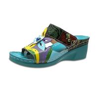 Sandalias casuales para mujer, sandalias de plataforma étnica, para uso diario, con vaqueros, cómodas y de tacón bajo, azul celeste, 36 EU