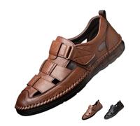 Sandalias Cerradas Hombre De Pescador Cuero Auténtico Transpirable Puntera | Sandalias de pescador de cuero transpirable para hombre Diseño cerrada Correa ajustable Plantillas extraíbles