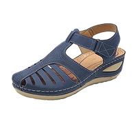 Sandalias cerradas por delante de mujer, elegantes, ligeras, ajustables con tirantes, sandalia de punta cerrada, suaves Cut Out Platform sandals vintage antideslizantes sandalias ortopédicas romanas