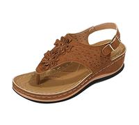 Sandalias Cerradas Por Delante Sandalias Planas Las Ergonómicas Del Poste Del Dedo Pie de La Cuña Mitigan La Fatiga Pie Zapatos de Esparto Mujer (Brown,39)