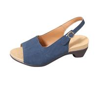 Sandalias clásicas para mujer, con puntera abierta, tacón bajo y grueso, estilo casual, para la oficina, uso diario, citas, Navy, 37 EU