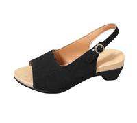 Sandalias clásicas para mujer, con puntera abierta, tacón bajo y grueso, estilo casual, para la oficina, uso diario, citas, Black, 37.5 EU