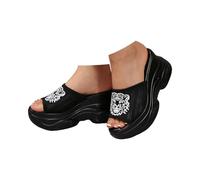 Sandalias cómodas gruesas y cabeza redonda, plataforma gruesa, moda, zapatillas ortopédicas para mujer con soporte acuático ligero antideslizante de secado rápido para senderismo ligero, Le Noir, 40