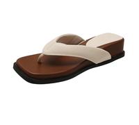 Sandalias Cómodas Mujer Chanclas Niña Piscina Pantuflas de Verano Para Mujer Estilo Salvaje Con Una Sola Palabra Para Uso Externo Con Gruesa Y Aumento de Zapatos Verano Cuña (White 36)