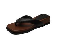 Sandalias Cómodas Mujer Chanclas Niña Piscina Pantuflas de Verano Para Mujer Estilo Salvaje Con Una Sola Palabra Para Uso Externo Con Gruesa Y Aumento de Zapatos Verano Cuña (Black 40)