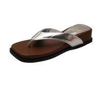 Sandalias Cómodas Mujer Chanclas Niña Piscina Pantuflas de Verano Para Mujer Estilo Salvaje Con Una Sola Palabra Para Uso Externo Con Gruesa Y Aumento de Zapatos Verano Cuña (Silver 39)