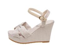 Sandalias Comodas Mujer Sandalias de cuña con tira de una sola palabra para mujer, ultraligeras, informales, cómodas y versátiles. (Beige, 42)