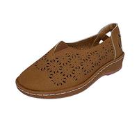 Sandalias Cómodas Mujer Verano Zapato Verano Mujer Zapatos Abiertos de Sandalias Planas Para Transpirables Sin Cordones A La Con Cuero (Brown 42)