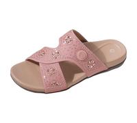 Sandalias cómodas Pantuflas del sur de Asia para mujer, sandalias planas de diamantes de imitación, viajes de ocio, verano 2024 mujer cuero sandalia mujer cuero genuino transpirable antideslizante