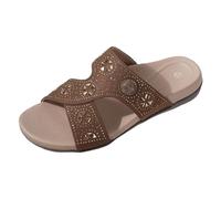 Sandalias cómodas Pantuflas del sur de Asia para mujer, sandalias planas de diamantes de imitación, viajes de ocio, verano 2024 mujer cuero sandalia mujer cuero genuino transpirable antideslizante