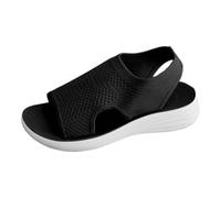 Sandalias cómodas para caminar para mujer con soporte de arco ortopédico, zapatos cómodos con puntera abierta, fascitis plantar, antideslizantes, a la moda, para viajes casuales, Black, 38 EU
