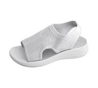 Sandalias cómodas para caminar para mujer con soporte de arco ortopédico, zapatos cómodos con puntera abierta, fascitis plantar, antideslizantes, a la moda, para viajes casuales, gris, 37 EU